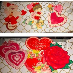 Vintage Valentine Die Cut Paper Decoration Set of 7